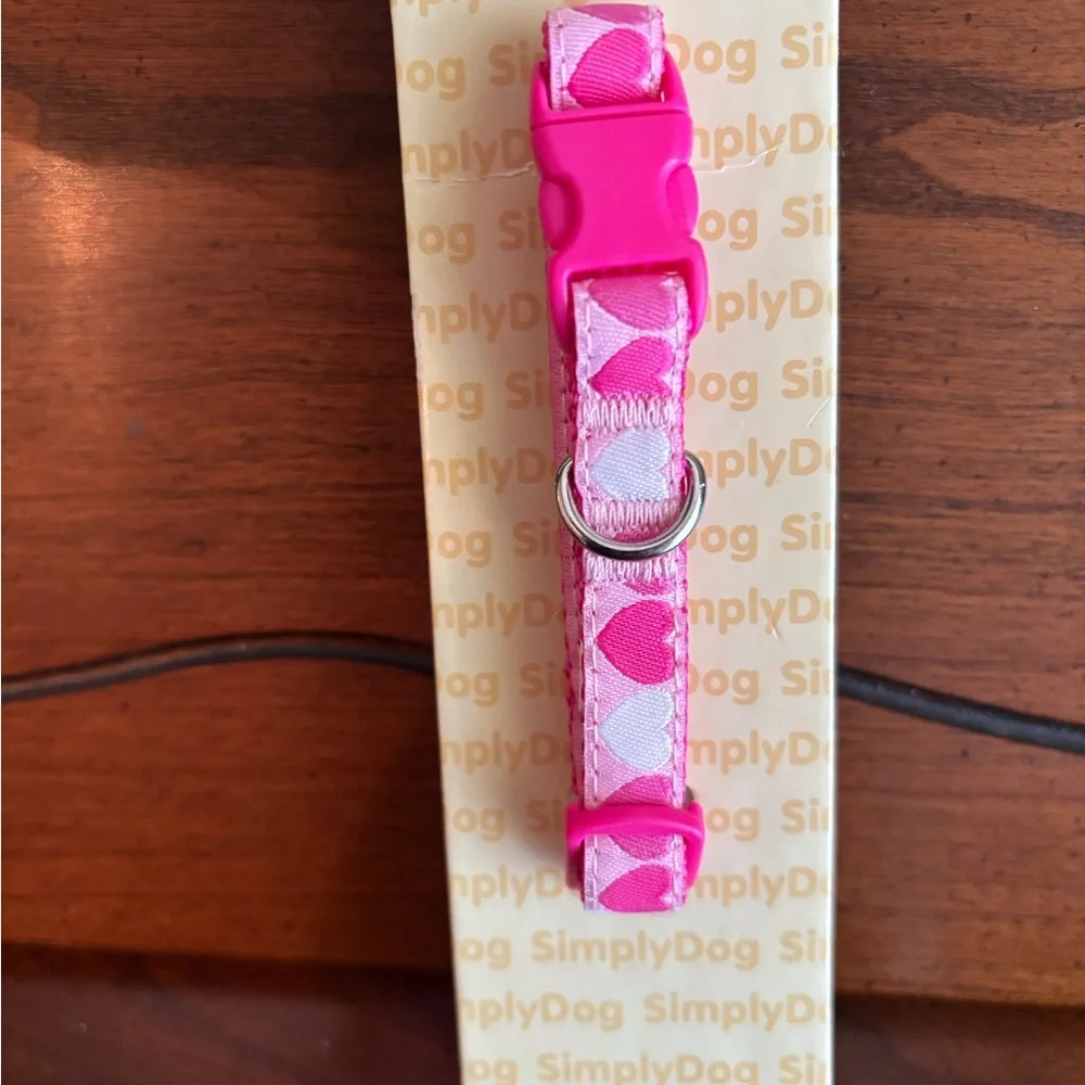 Simply Dog Pink Small Heart Collar and Leash Set